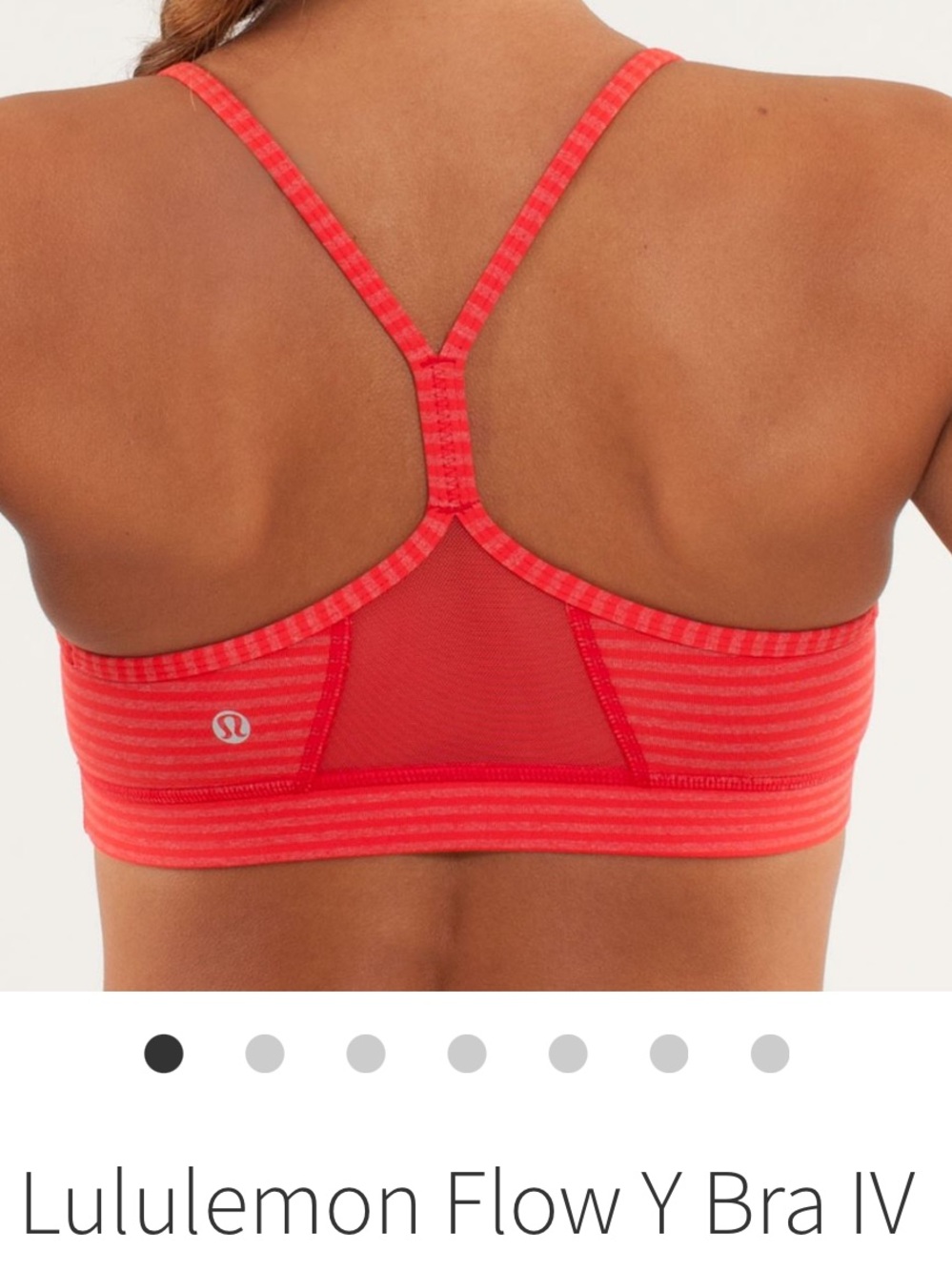 Lululemon Flow Y Bra Striped Coral Red Scoop-Neck Bralette - Picture 2 of 6